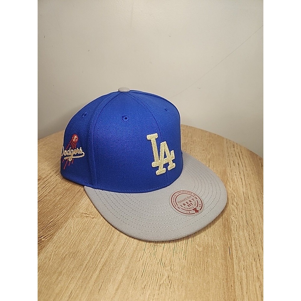 LA Dodgers Hat Mitchell & Ness Royal Gray Team Logo Liberty Snapback MLB Cap NWT